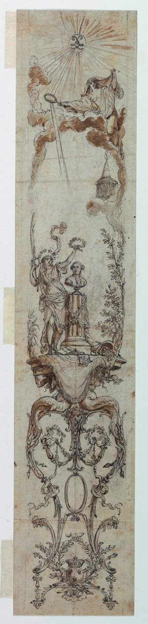 Rajz, Festett panelek tervei Fortune-nal és Jacques Neckerrel, 1788-90 alkotó: Claude Louis Desrais