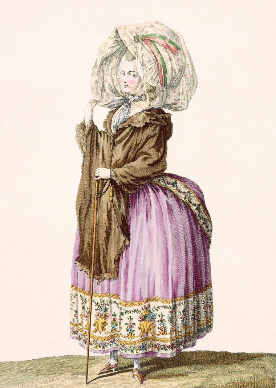 Polonoise, Voysard metszete, 84. tábla a "Galeries des Modes et Costumes Francais"-ból, 1778-87 körül 99:ruházat; hagyományos öltözet; hagyományos viselet; divat; illusztráció; c alkotó: Claude Louis Desrais