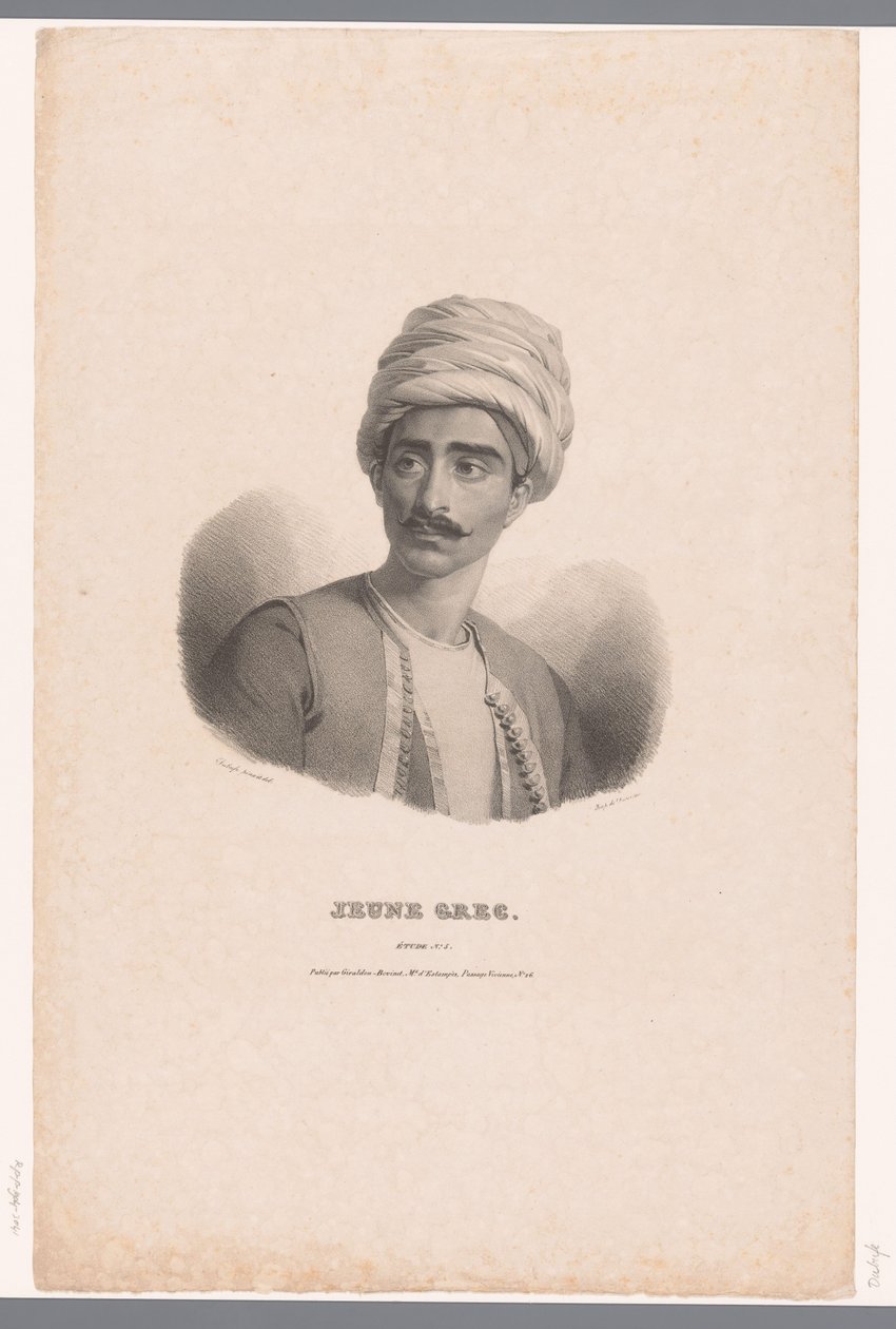 Egy görög fiatalember portréja Jeune Grec (cím a tárgyon) Etűdök (sorozat címe az objektumon) alkotó: Claude Marie Dubufe
