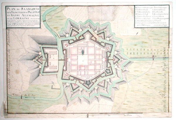 Atlas 131 E Saarlouis terve, a Traite de Fortifications-től (toll, tinta és WC papíron) alkotó: Claude Masse