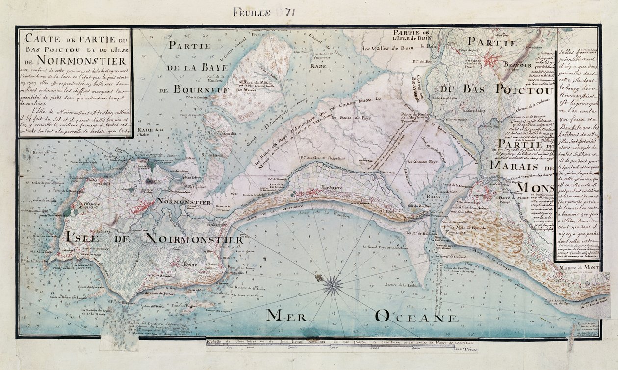 Atlas 131 H.fol 71 Bas-Poitou és az Ile de Noirmoutier egy részének térképe, 1703 (toll, tinta és wc, papír) alkotó: Claude Masse
