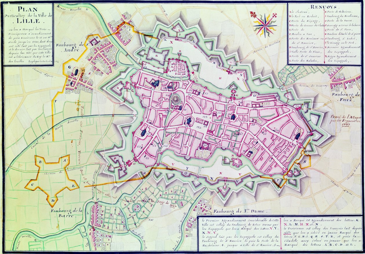 Lille városának térképe „Atlas et Histoire de Lille”-ből (toll, tinta és WC papíron) alkotó: Claude Masse