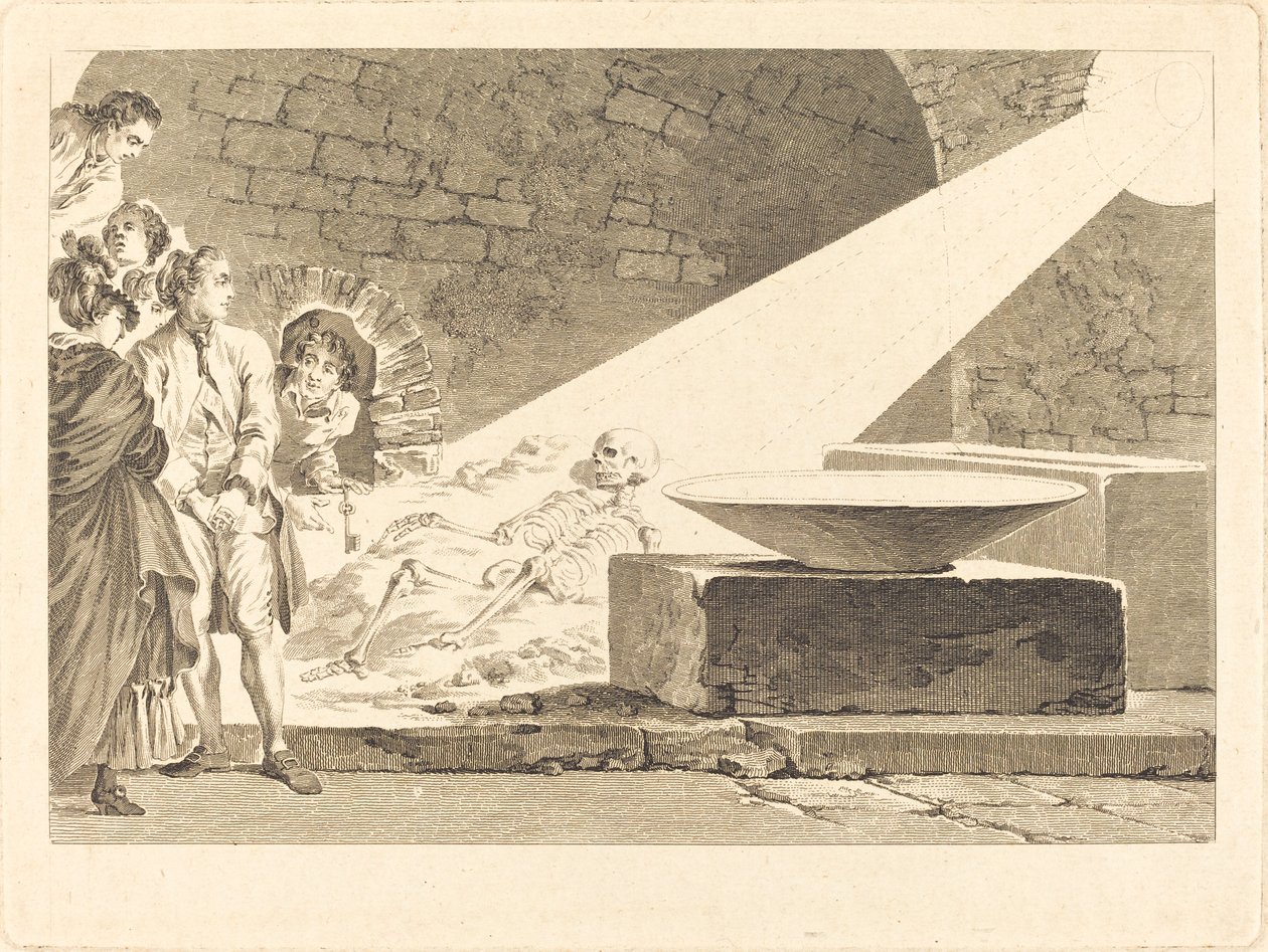 Fragonard és Bergeret feleségeikkel egy sírt látogatnak meg Pompejiben alkotó: Claude Mathieu Fessard after Jean Honoré Fragonard