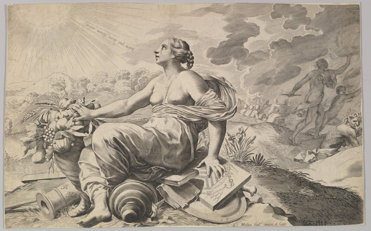 Franciaország allegóriája Richelieu Allégorie sur la Paix karjaival. alkotó: Claude Mellan