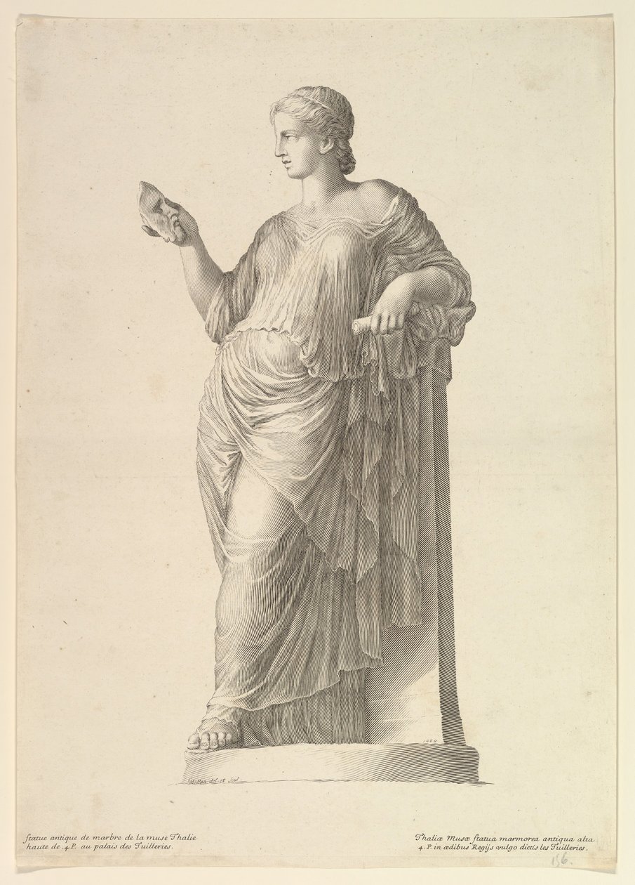 Thalia múzsa ősi szobra, 1669. alkotó: Claude Mellan