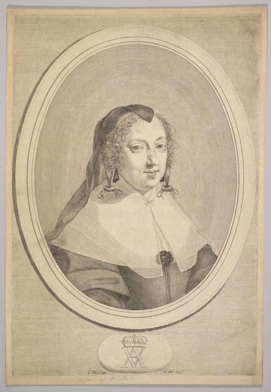 Ausztriai Anna, kb. 1645. alkotó: Claude Mellan