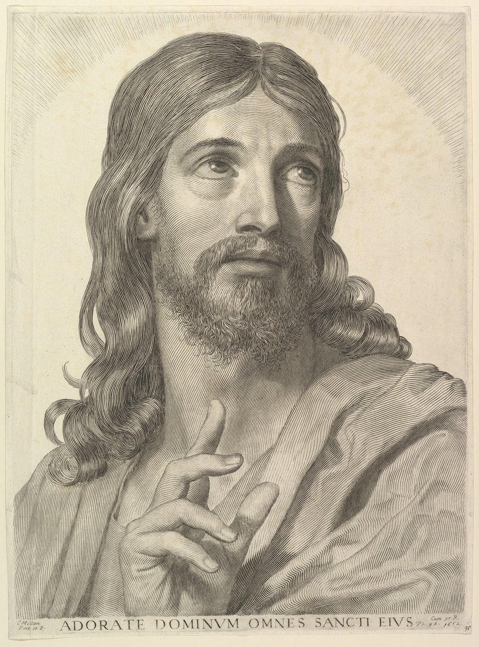 A Felnőtt Krisztus mellszobra, 1652. alkotó: Claude Mellan