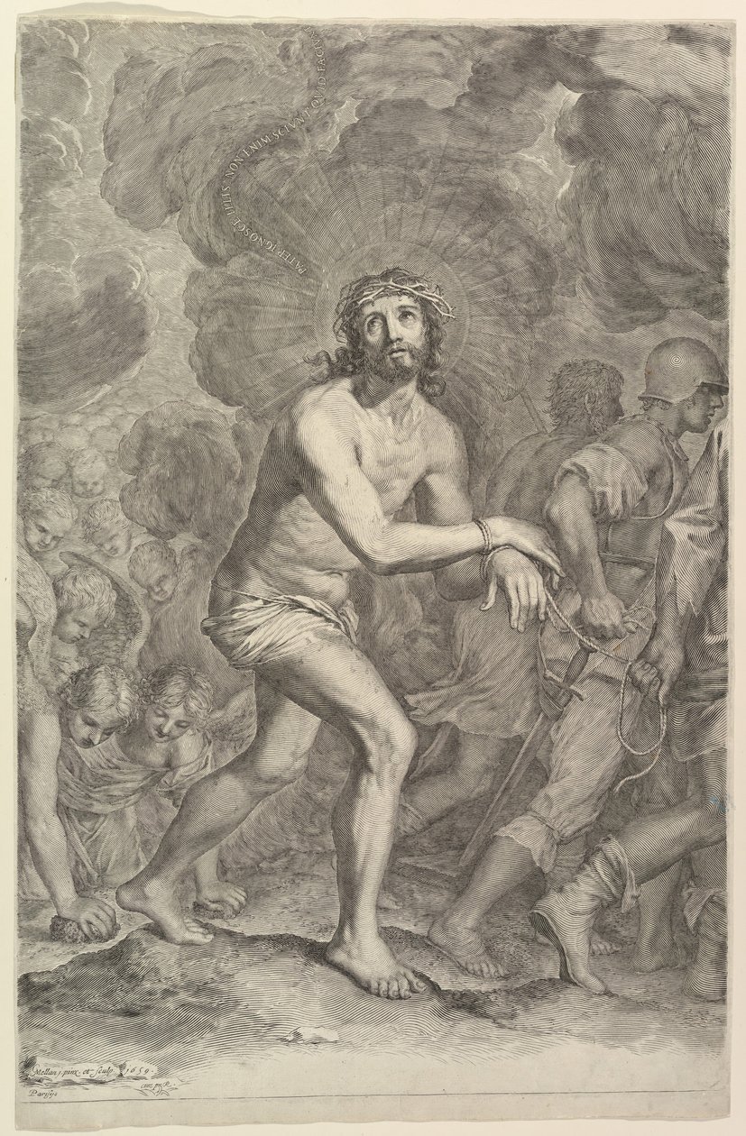 Katonák elvitték Krisztust A kálváriára való felemelkedés, 1659. alkotó: Claude Mellan