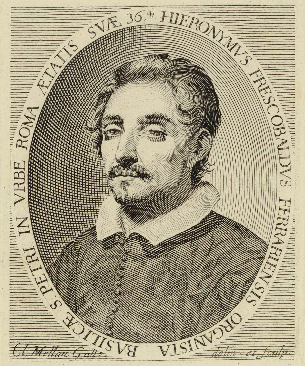 Girolamo Frescobaldi (1583-1643), Claude Mellan metszete (1619). alkotó: Claude Mellan