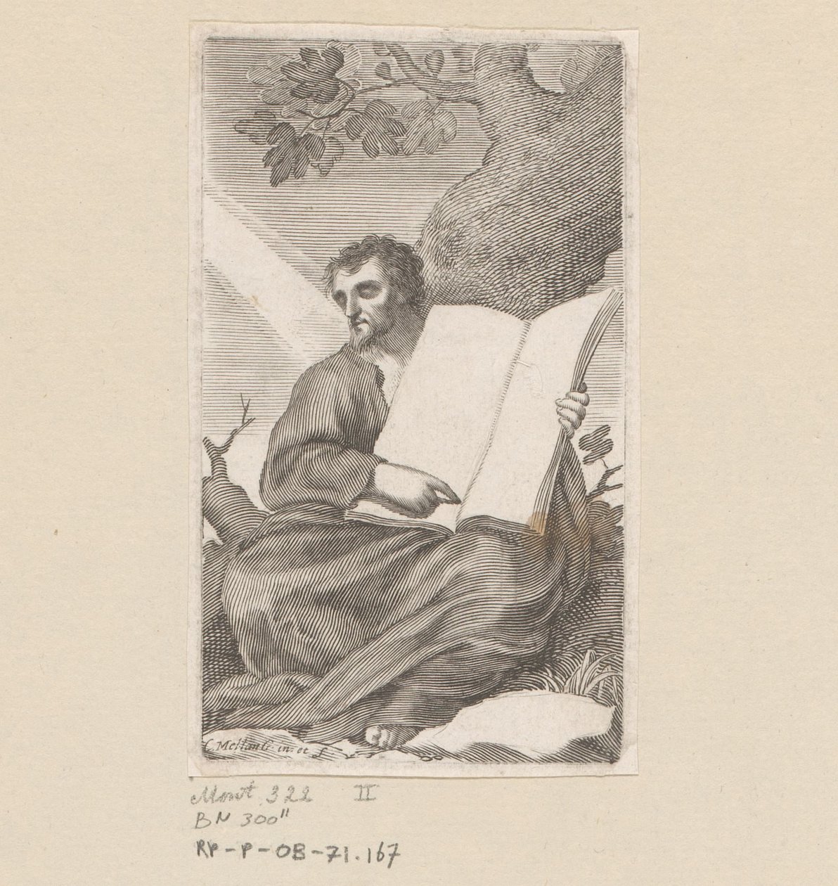 Szent Ágoston egy fa tövében ül Címlap: Les Confessions de Saint Augustin, 1639 alkotó: Claude Mellan
