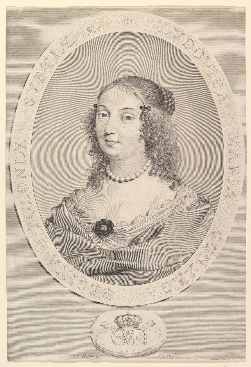 Ludovica Maria Gonzaga, Lengyelország királynője, 1645. alkotó: Claude Mellan