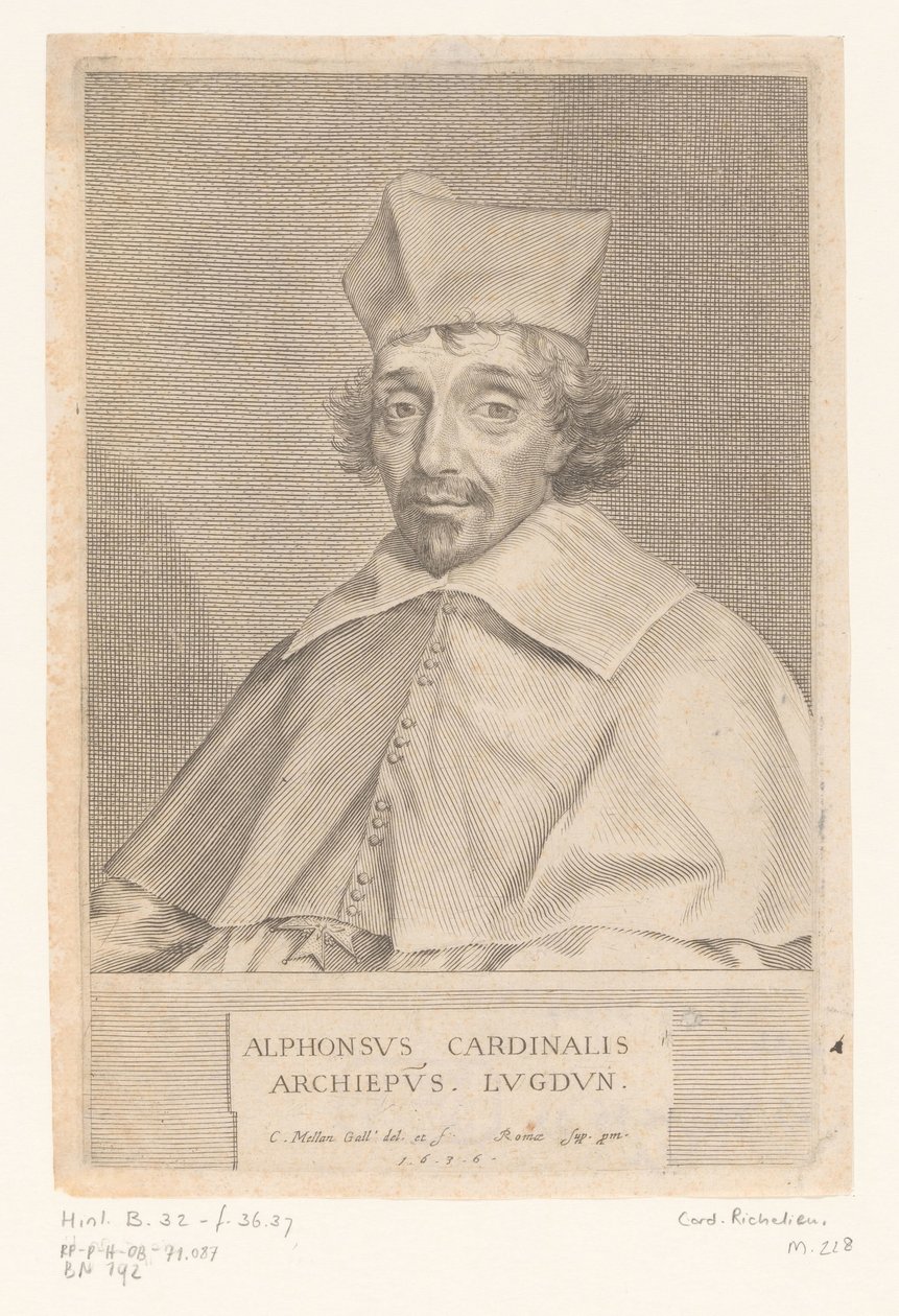 Alphonse Louis du Plessis de Richelieu, lyoni érsek portréja alkotó: Claude Mellan