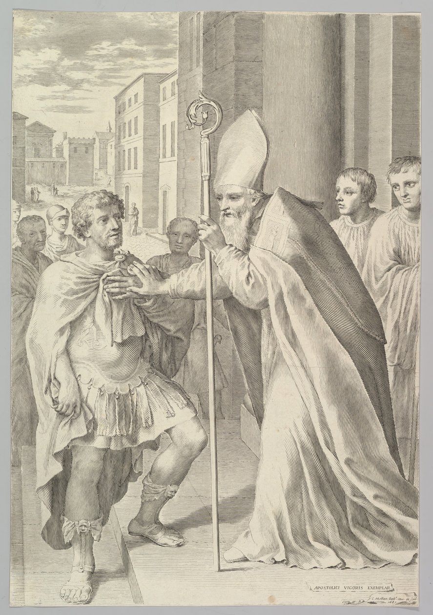 Szent Ambrus milánói érsek, Theodosius császár visszafordulása, 1681. alkotó: Claude Mellan