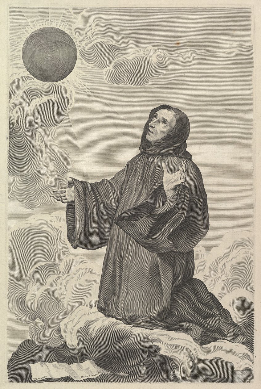 Szent Benedek extázisban alkotó: Claude Mellan