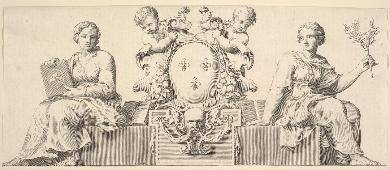 Franciaország fegyverei a jog és a jóhiszeműség megszemélyesítésével, 1664. alkotó: Claude Mellan