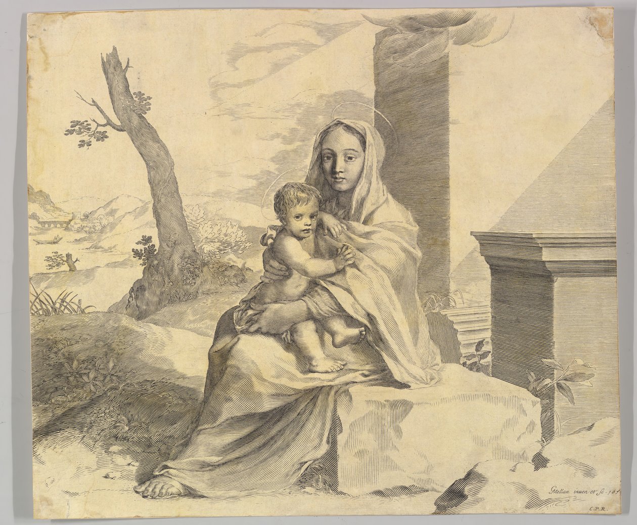 Szűz és gyermek sziklán ülve Szűz és gyermek a romokban, 1659. alkotó: Claude Mellan