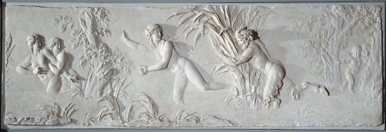 Pán üldözi Syrinxet Amour tekintete alatt Bas relief Claude Michel dit Clodion (1738-1814) alkotása. 1782 körül Párizs, Louvre Múzeum alkotó: Claude Michel Clodion