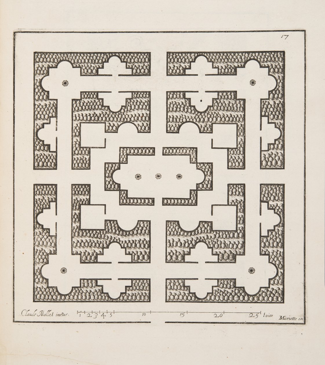 Design for Parterre, Theater des Plans et Jardinages, Pub.1652 (metszet) alkotó: Claude Mollet