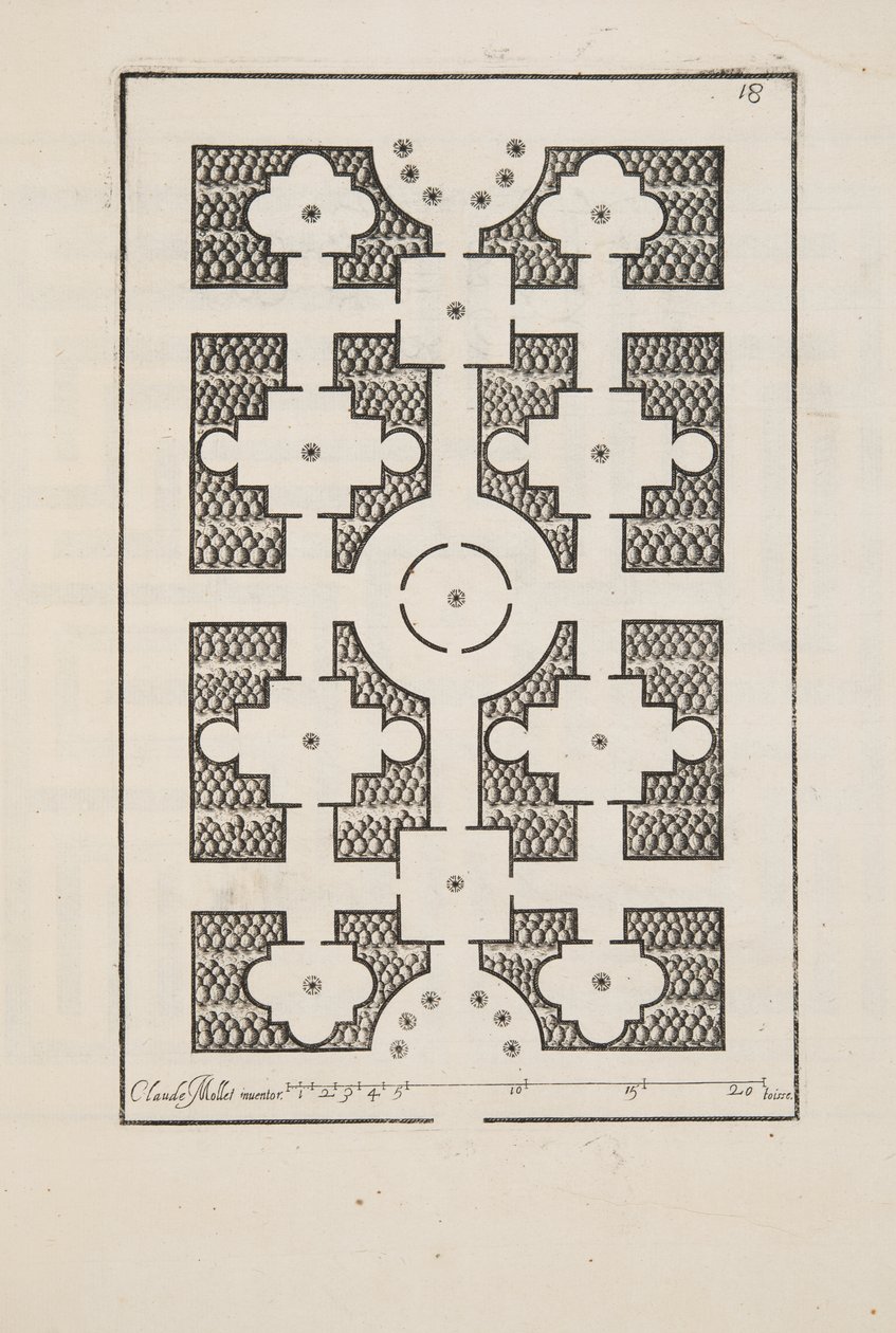 Design for Parterre, Theater des Plans et Jardinages, Pub.1652 (metszet) alkotó: Claude Mollet