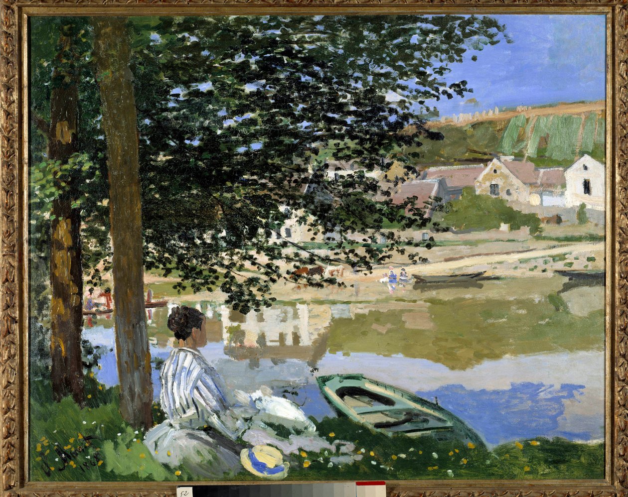 A víz szélén Bennecourtban alkotó: Claude Monet
