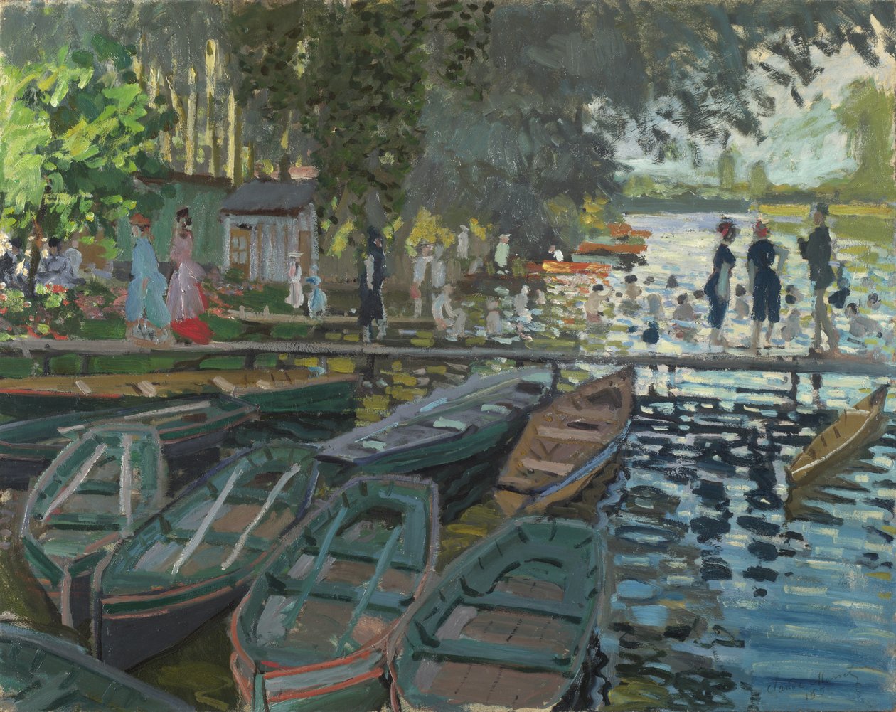 Fürdőzők a La Grenouillere-ben alkotó: Claude Monet