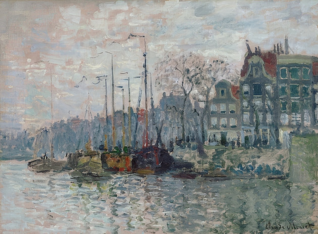 Kilátás a Prins Hendrikkade-ra és a Kromme Waalra Amszterdamban. 1874 alkotó: Claude Monet
