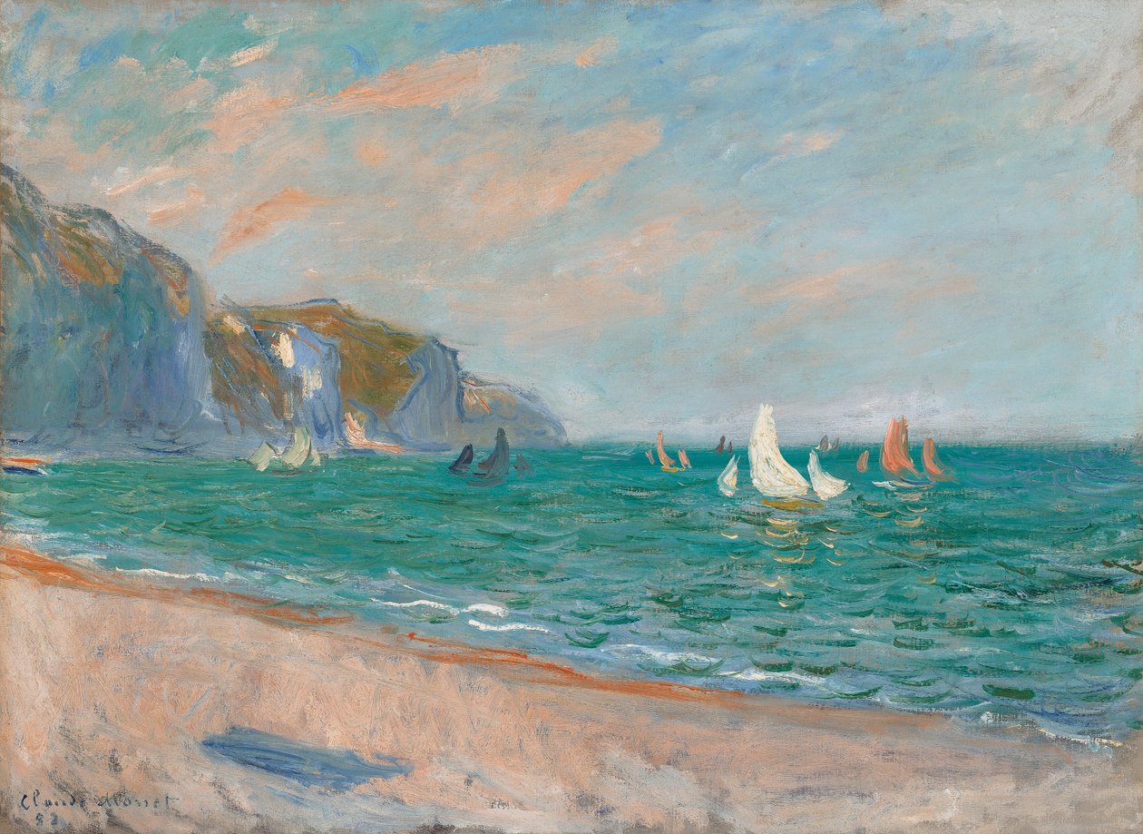 Hajók a Pourville-sziklák alatt; Hajók Pourville sziklái előtt, 1882 alkotó: Claude Monet