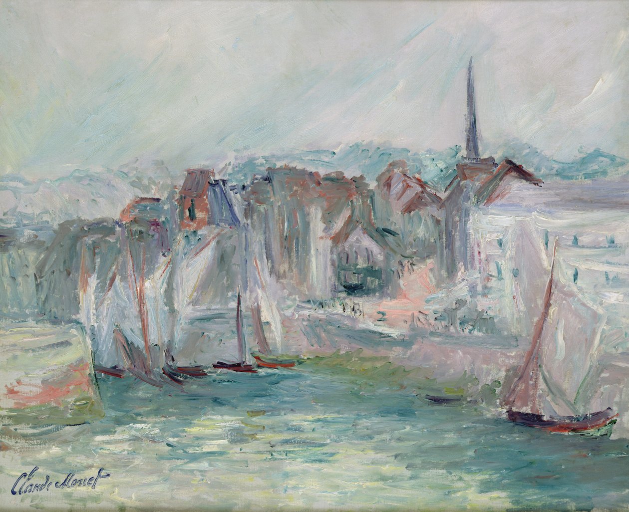 Hajók Honfleur kikötőjében, 1917 alkotó: Claude Monet