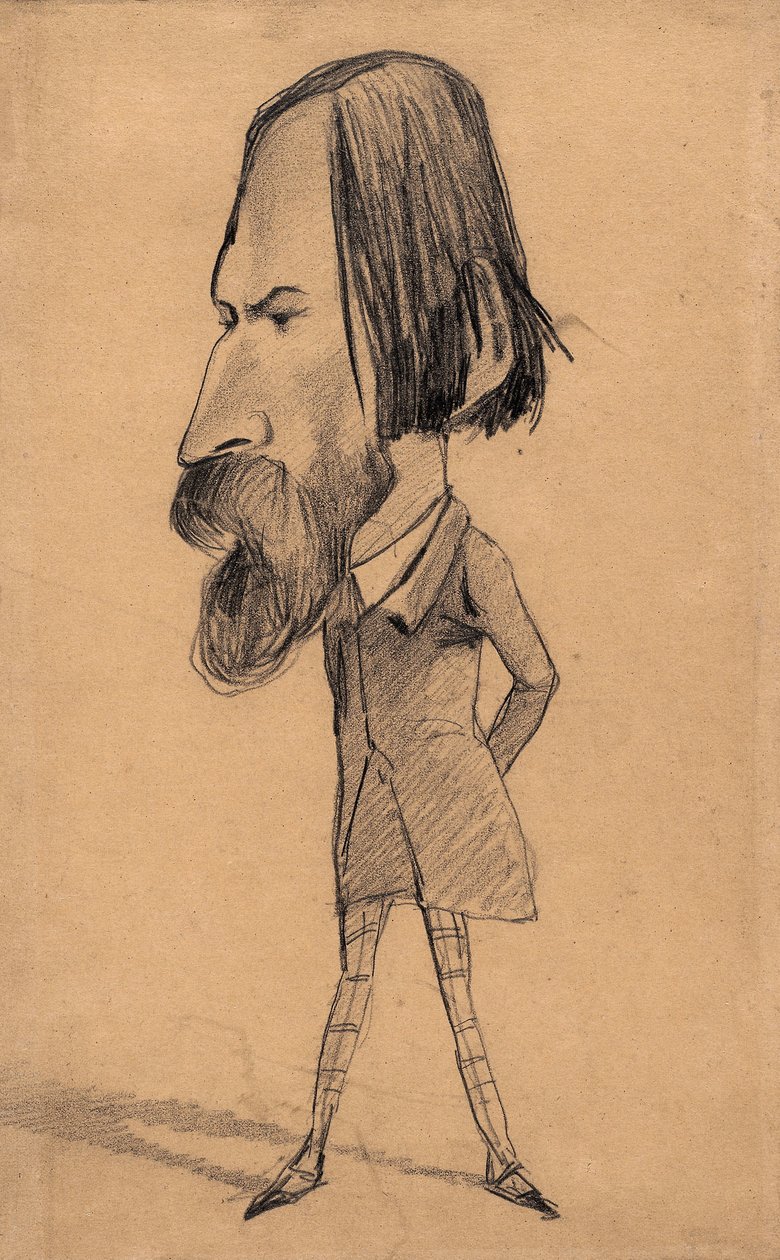 Auguste Vacquerie karikatúrája, 1859 körül (grafit törléssel barna szőtt papíron) alkotó: Claude Monet