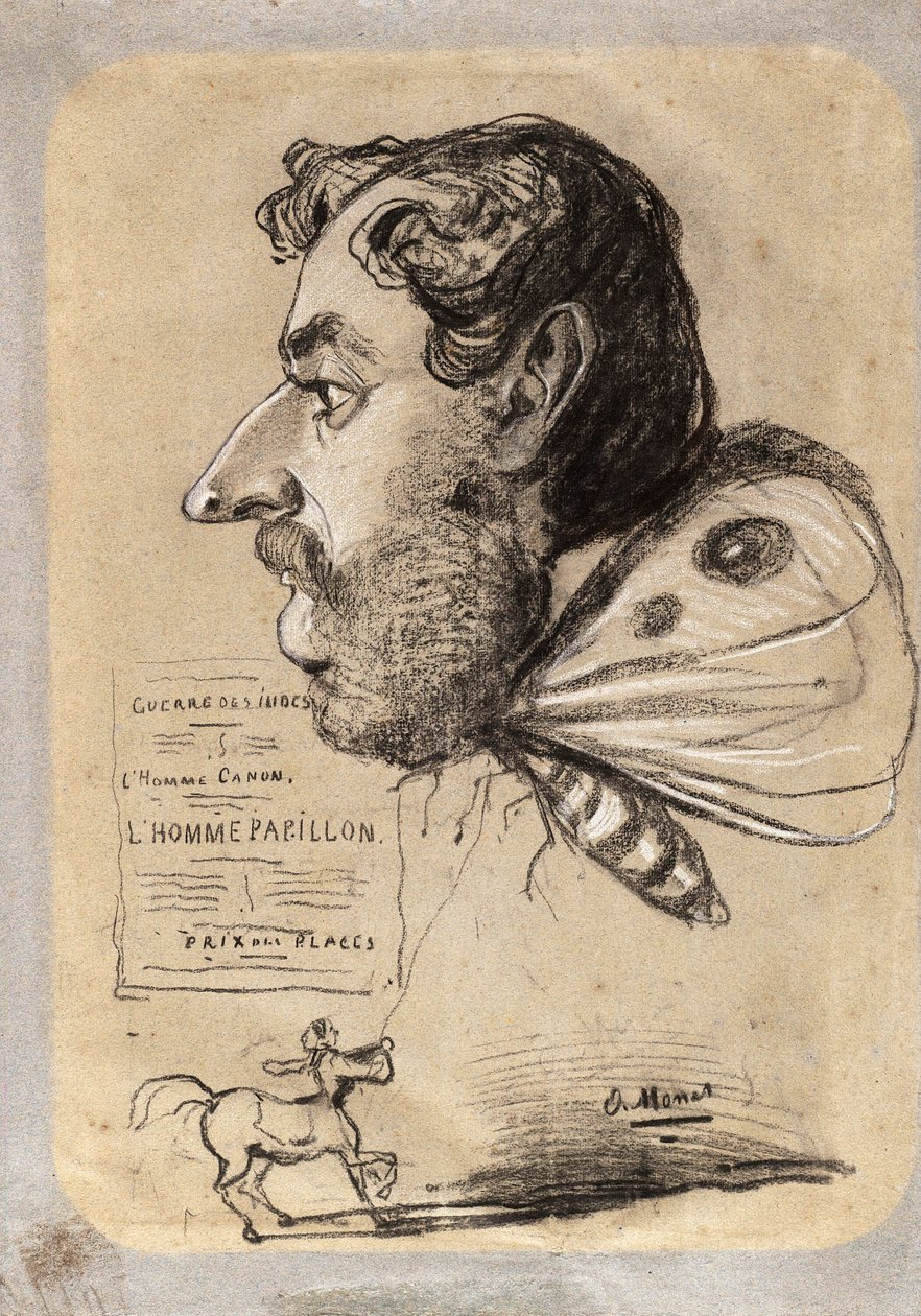 Karikatúra Jules Didier-ről ("Butterfly Man") alkotó: Claude Monet
