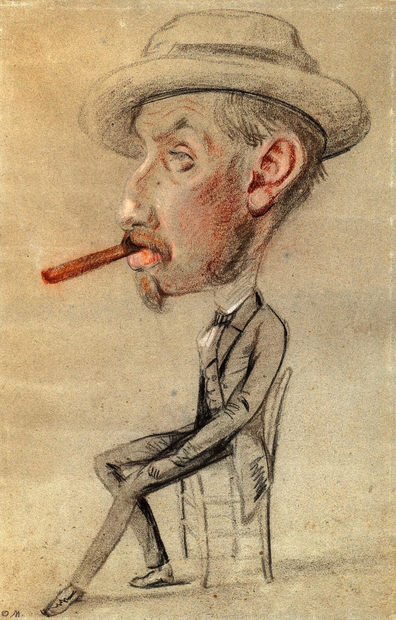 Karikatúra egy férfiról egy nagy szivarral alkotó: Claude Monet