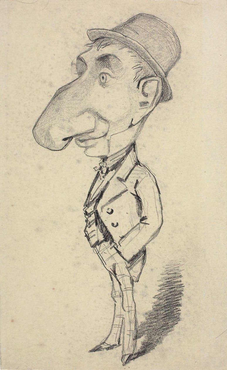 Egy nagy orrú férfi karikatúrája alkotó: Claude Monet