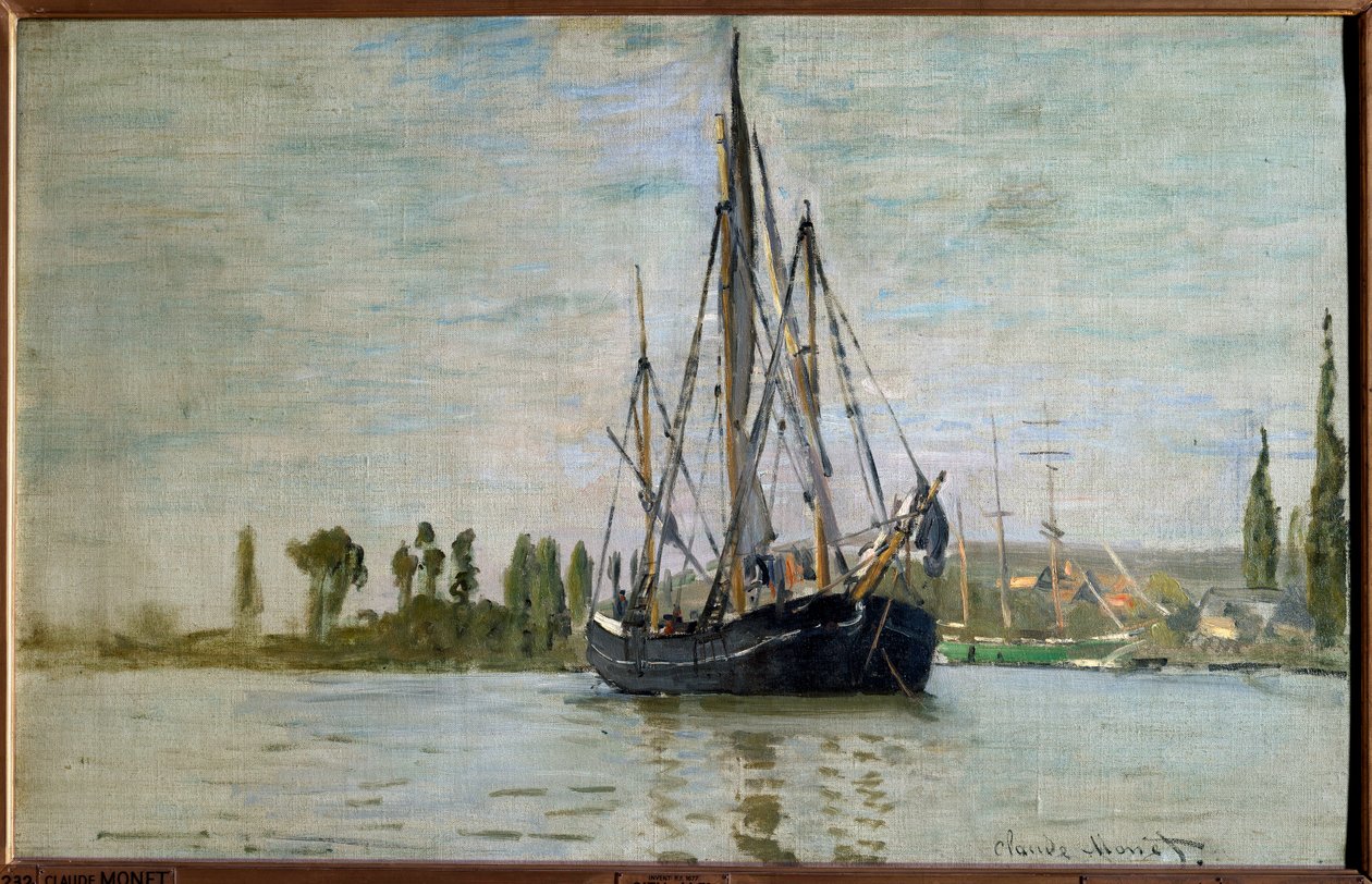 Chasse maree (Chasse-Maree) horgonyban Rouen közelében, Claude Monet festménye (1840-1926) 1871 V. 0,48x0,75 m Párizs, Muse d