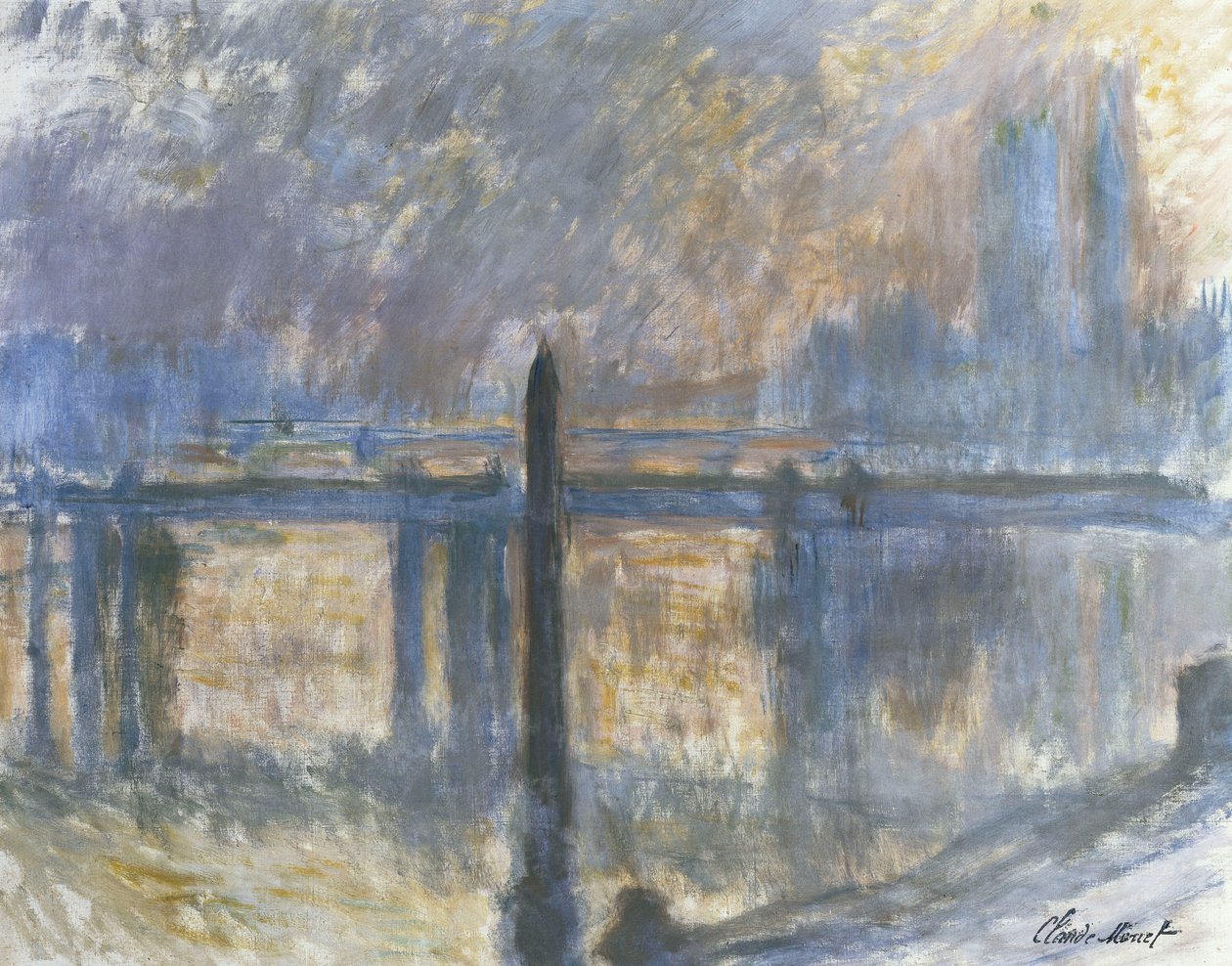 Kleopátra tű és Charing Cross hídja; L"Aiguille de Cleopatre et Charing Cross híd, 1899-1901 alkotó: Claude Monet