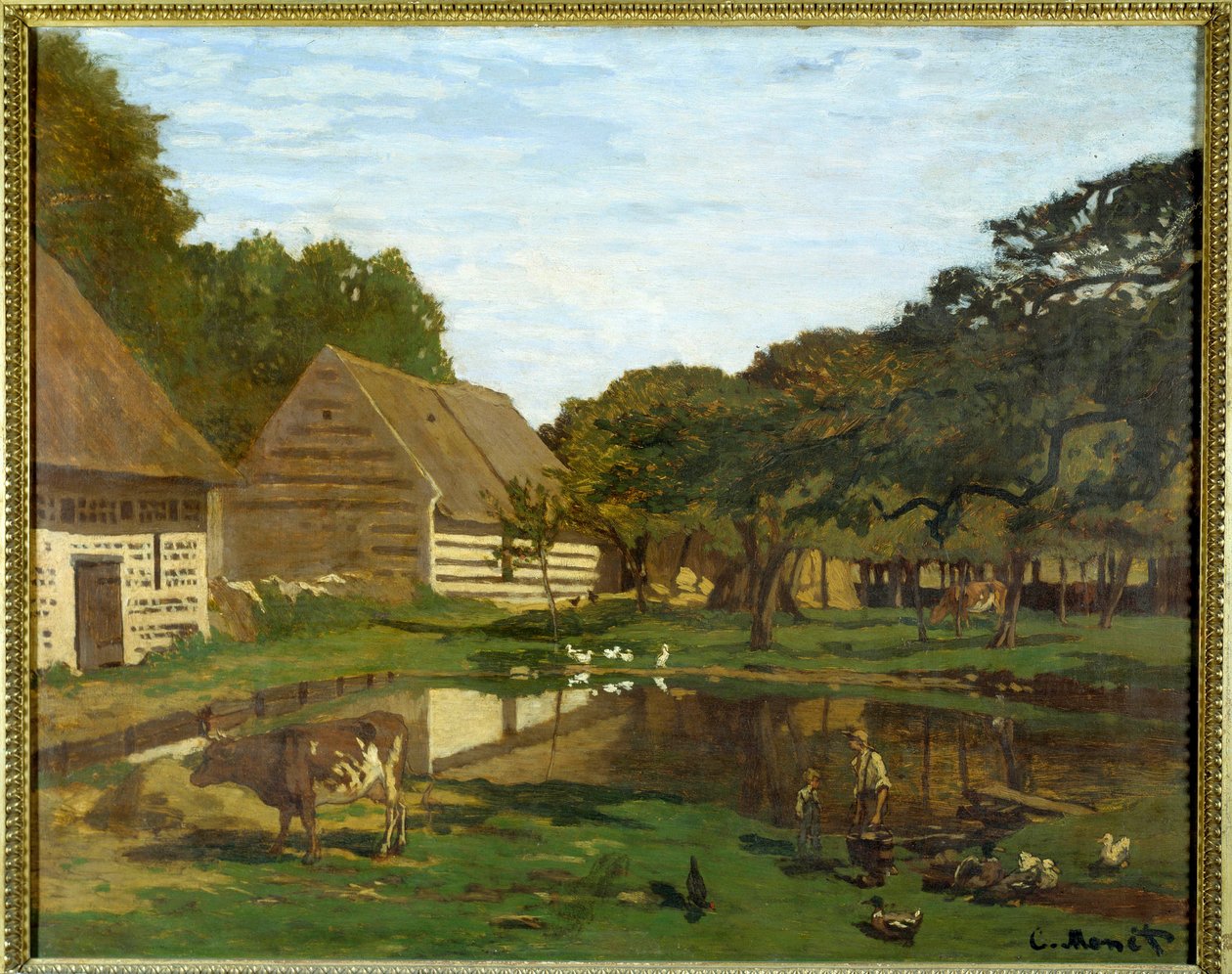 Farm udvar Normandiában (a Pays de Caux-ban). Claude Monet festménye (1840-1926) alkotó: Claude Monet