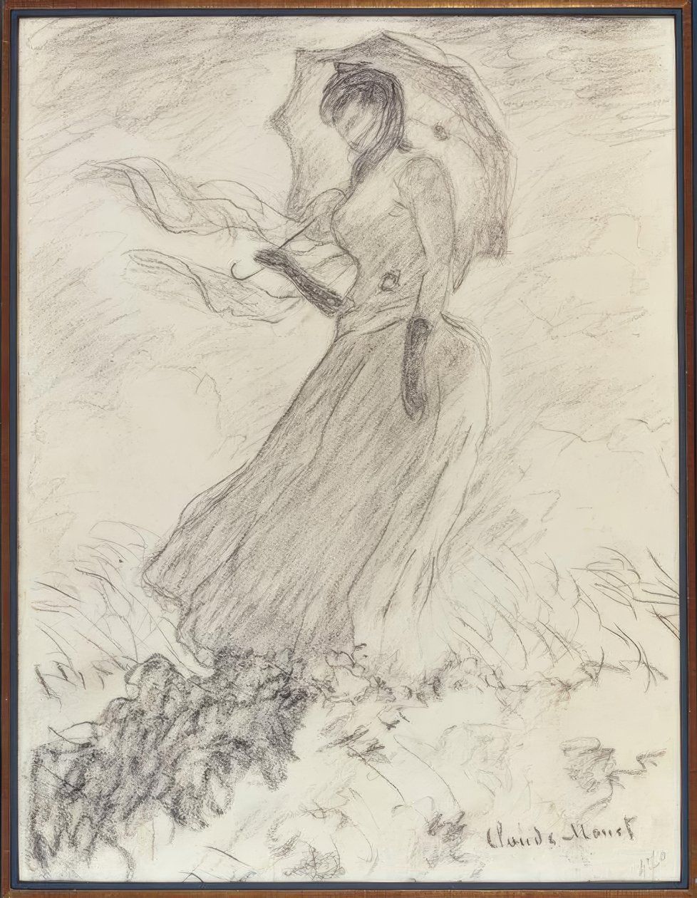 Nő esernyővel alkotó: Claude Monet