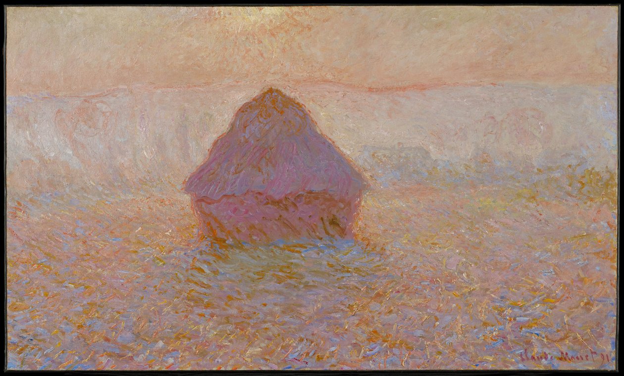 Gabonarakás, nap a ködben alkotó: Claude Monet