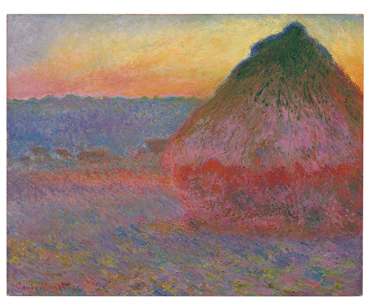 Szénakazalok, rózsaszín és kék benyomások, 1891 alkotó: Claude Monet