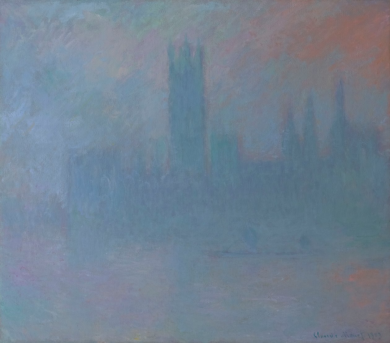 Parlament a ködben 1903 (Olaj, vászon) alkotó: Claude Monet