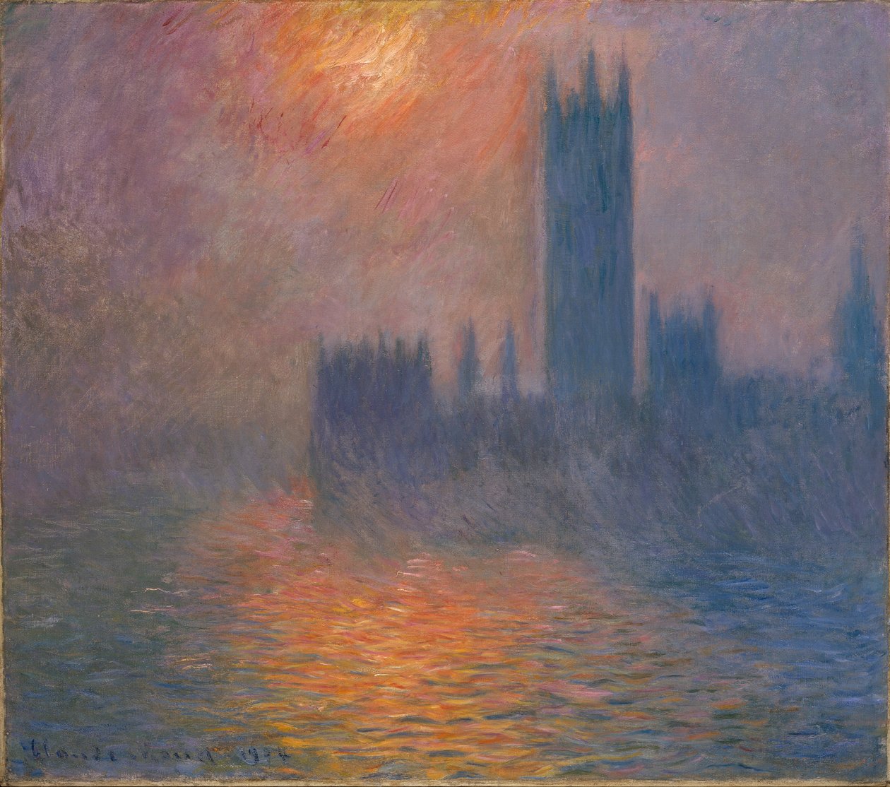 Parlament házai, naplemente alkotó: Claude Monet