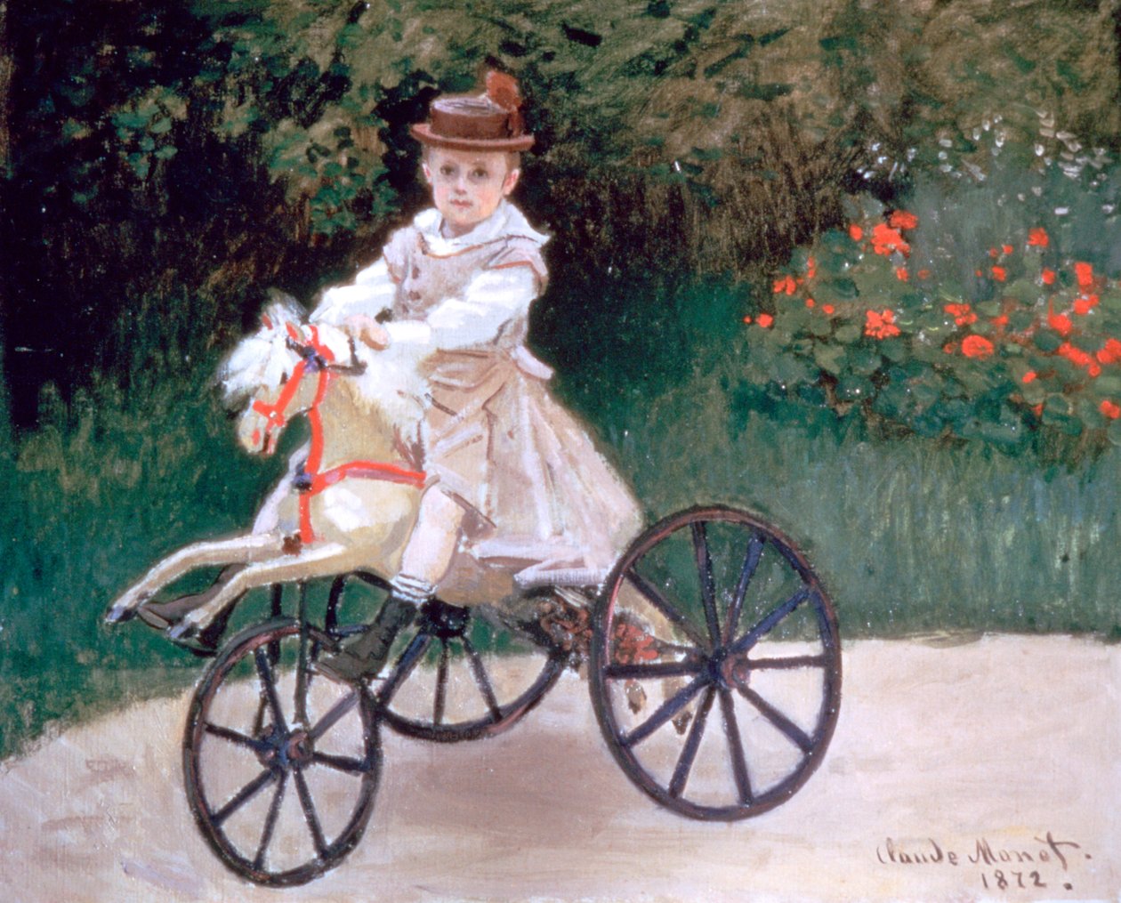 Jean Monet mechanikus lovon, 1872 alkotó: Claude Monet