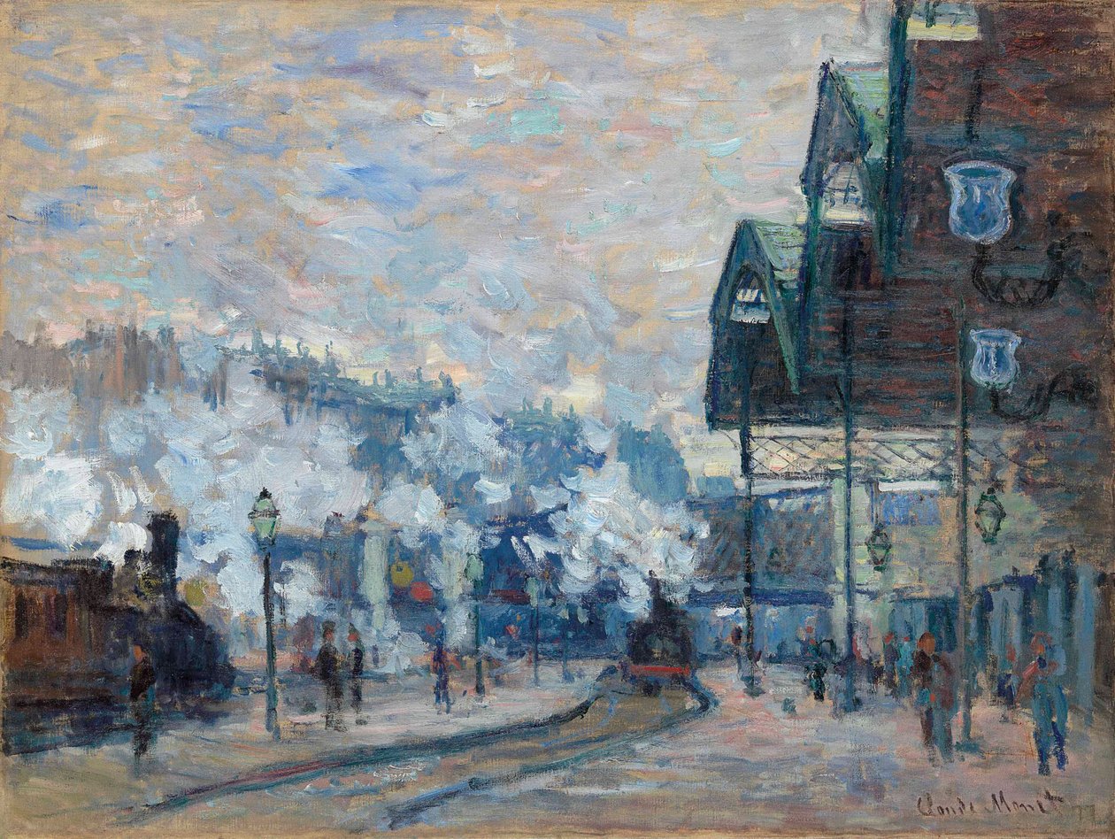 Gare Saint-Lazare, külső nézet, 1877. alkotó: Claude Monet