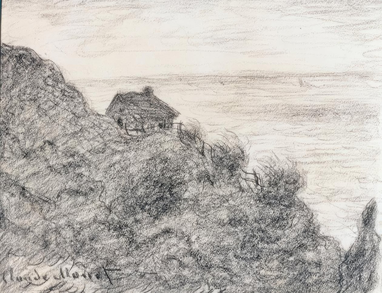 A vámos kunyhó Pourville közelében alkotó: Claude Monet