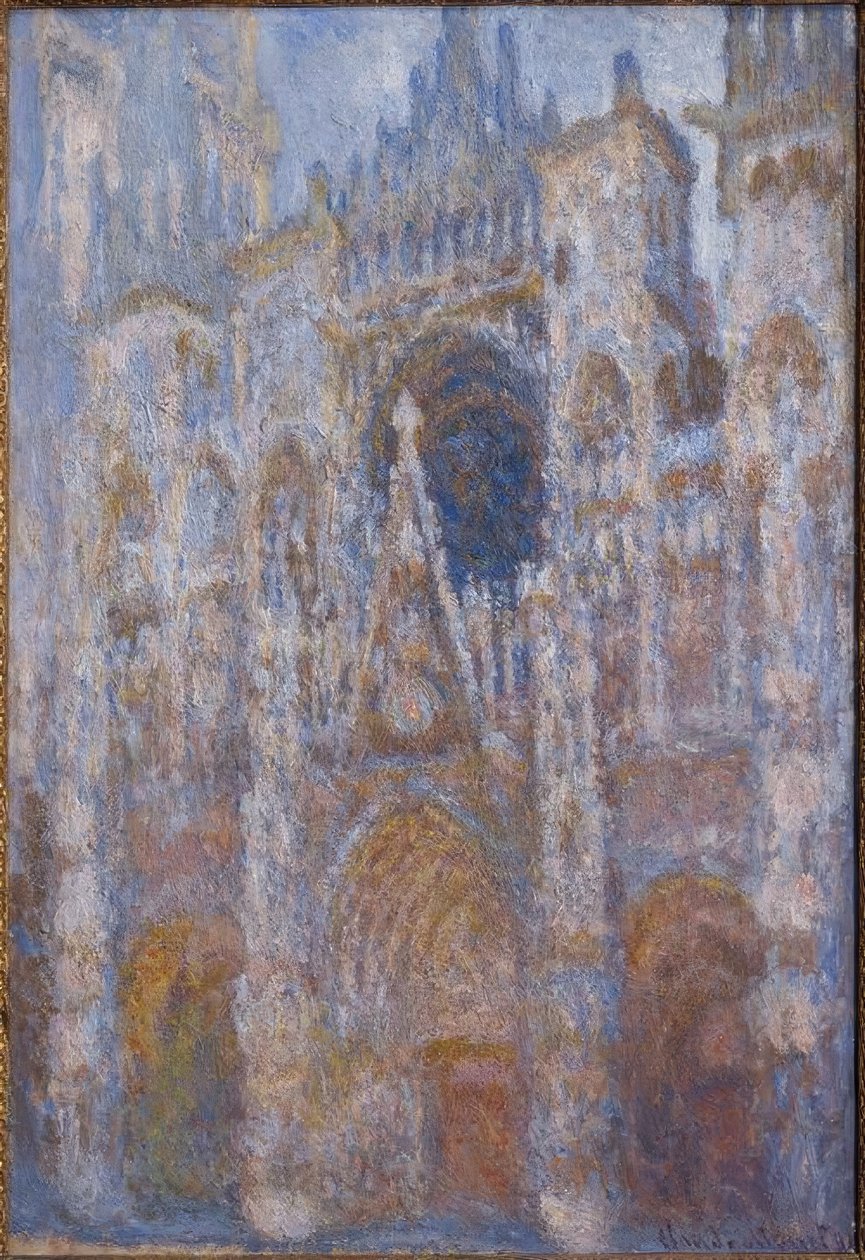 Rouen-i katedrális. A kapu, reggeli nap. harmóniát alkotó: Claude Monet