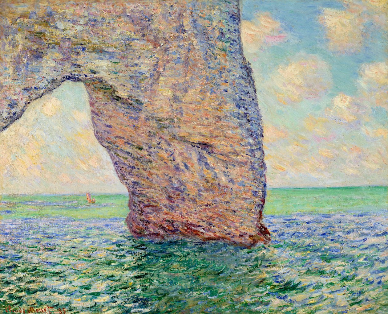 La manneporte à Etretat Claude Monet festménye (1840-1926) 1885 Dim. 0,65x0,81 m Magángyűjtemény - Etretat szikla (La Manneporte) - Claude Monet festménye (1840-1926), olaj, vászon (65 x 81 cm) alkotó: Claude Monet