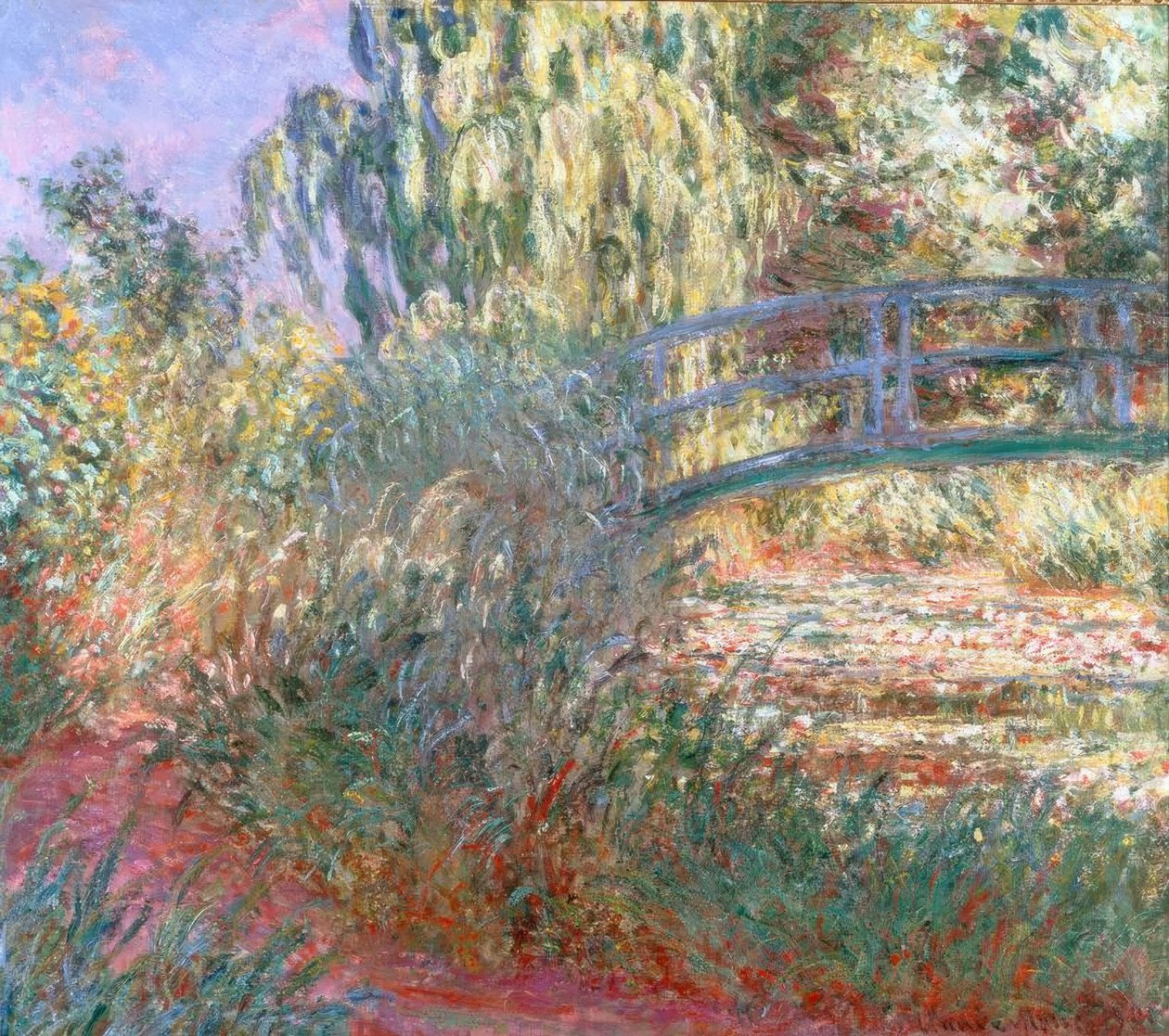 A tavirózsa-tó és az út a víz mentén alkotó: Claude Monet