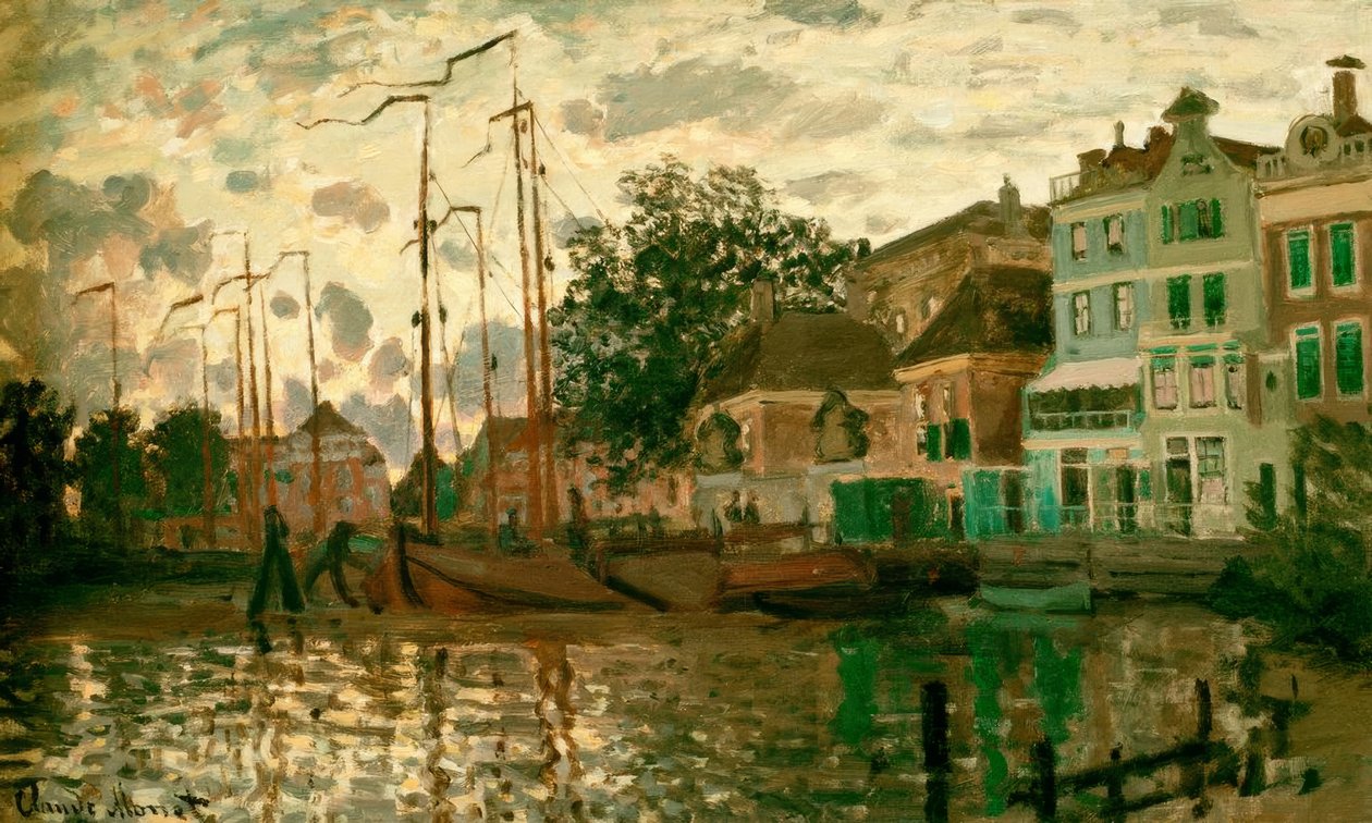 A gát Zaandamban este (Der Dam Zaandam am Abendben) alkotó: Claude Monet