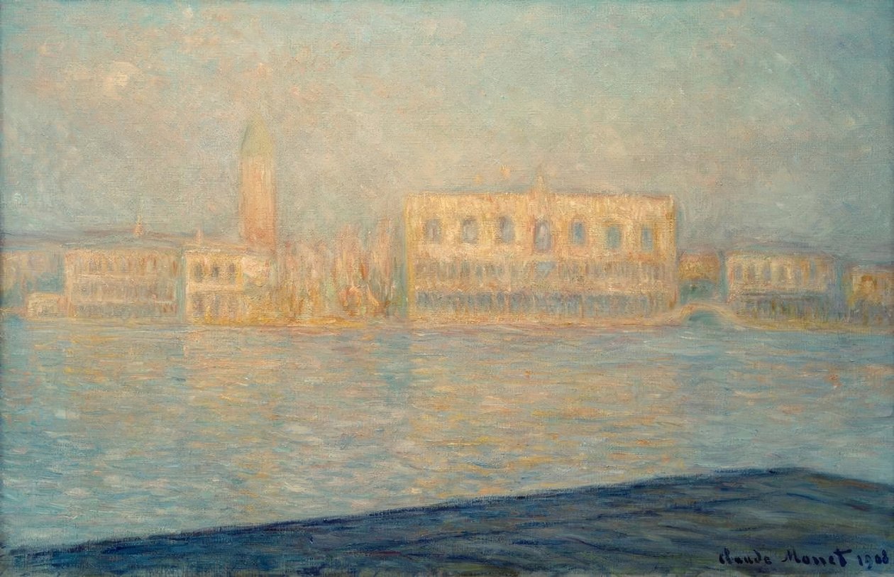A hercegi palota a Saint-Georges Majeur felől nézve alkotó: Claude Monet
