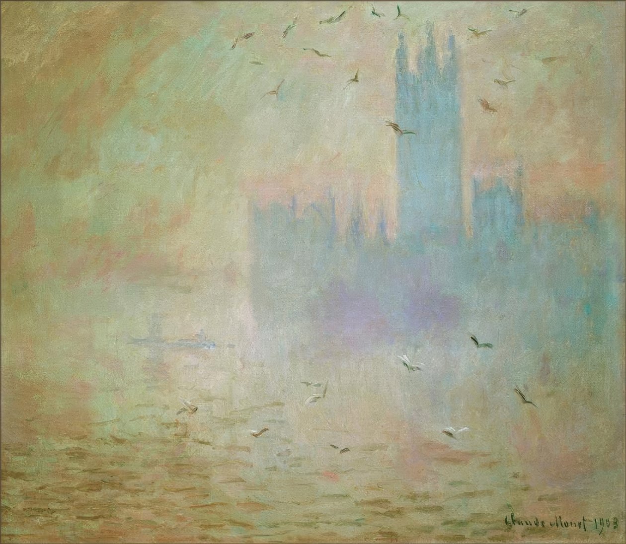 Le Parlement, Les Mouettes (A Parlament, a sirályok) alkotó: Claude Monet