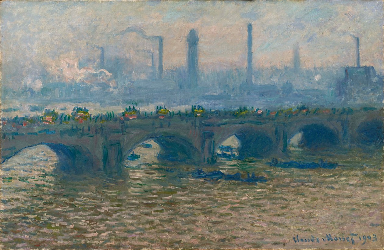 Le Pont de Waterloo, temps gris Waterloo híd, szürke időjárás, 1903. alkotó: Claude Monet